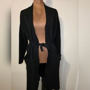 T Tahari Black Long Open Cardigan – XL – Career Layering Duster Sweater
